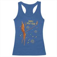 Funny Marcus The Worm New Year Racerback Tank Top Happy New Year NYE Party Firework - Wonder Print Shop