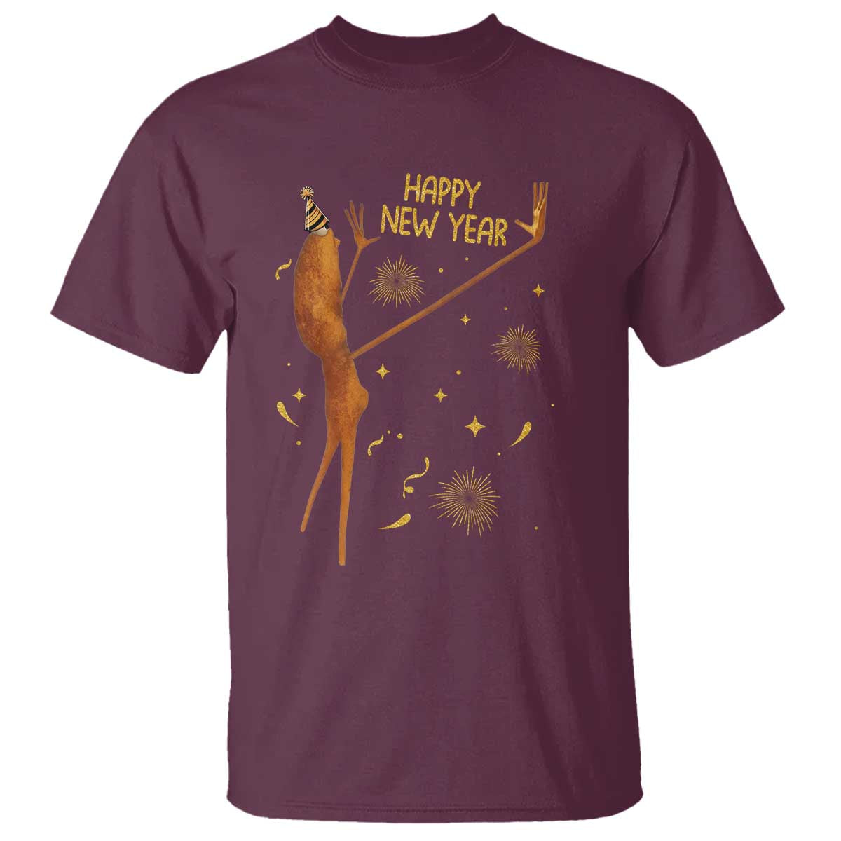 Funny Marcus The Worm New Year T Shirt Happy New Year NYE Party Firework - Wonder Print Shop