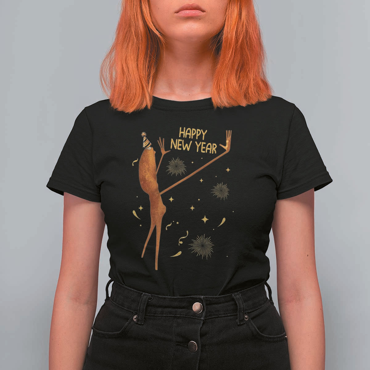 Funny Marcus The Worm New Year T Shirt For Women Happy New Year NYE Party Firework - Wonder Print Shop