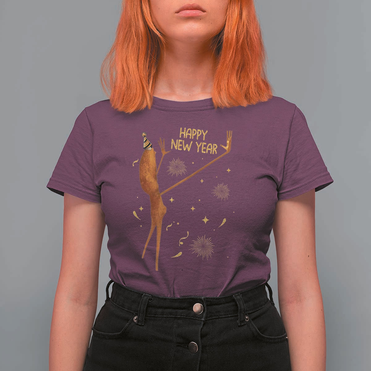 Funny Marcus The Worm New Year T Shirt For Women Happy New Year NYE Party Firework - Wonder Print Shop