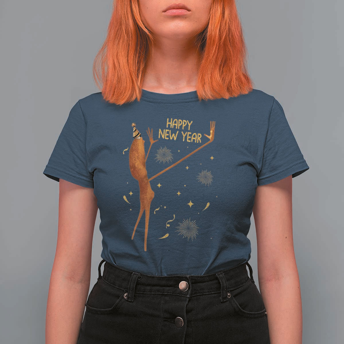 Funny Marcus The Worm New Year T Shirt For Women Happy New Year NYE Party Firework - Wonder Print Shop