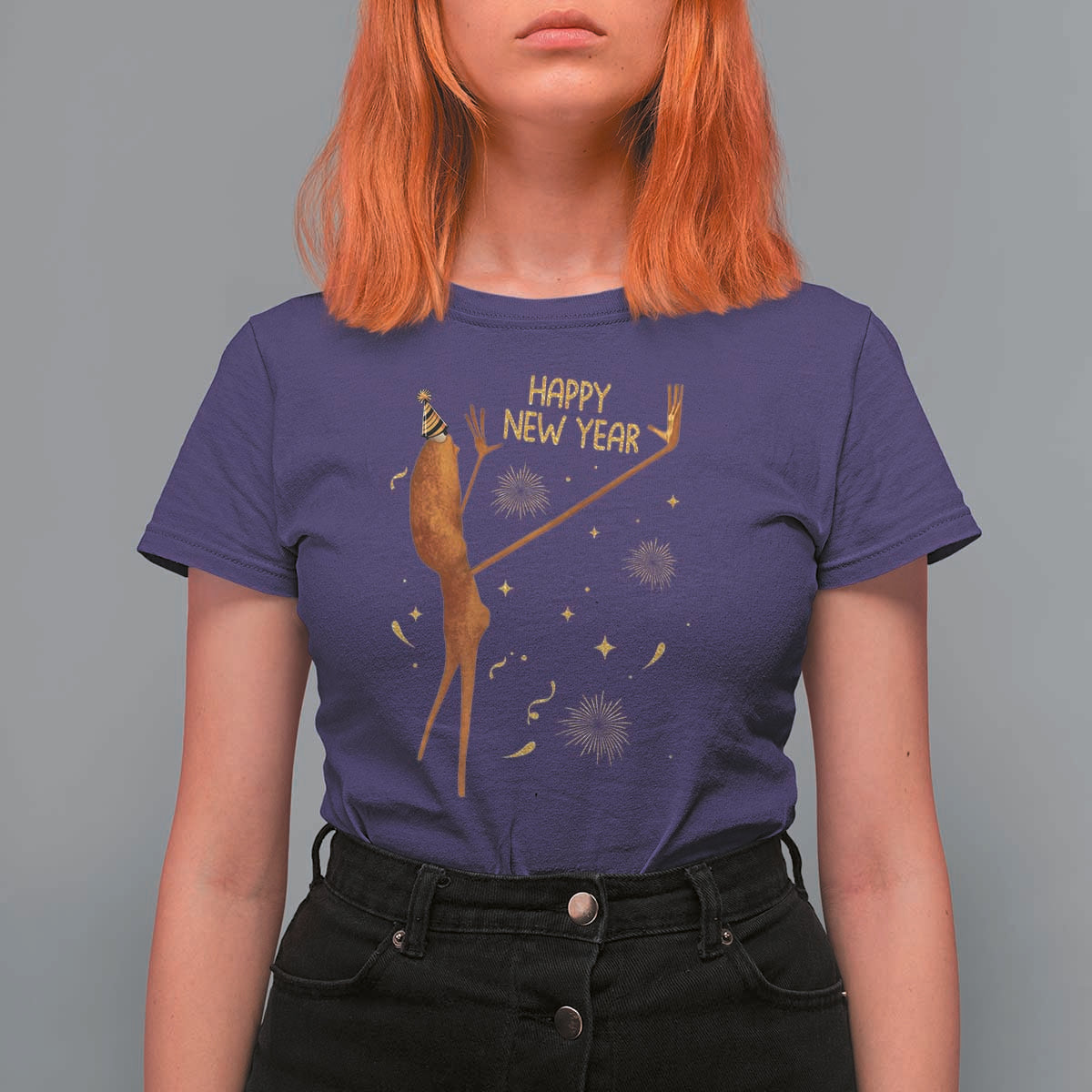 Funny Marcus The Worm New Year T Shirt For Women Happy New Year NYE Party Firework - Wonder Print Shop