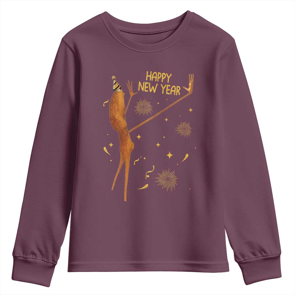 Funny Marcus The Worm New Year Youth Sweatshirt Happy New Year NYE Party Firework - Wonder Print Shop