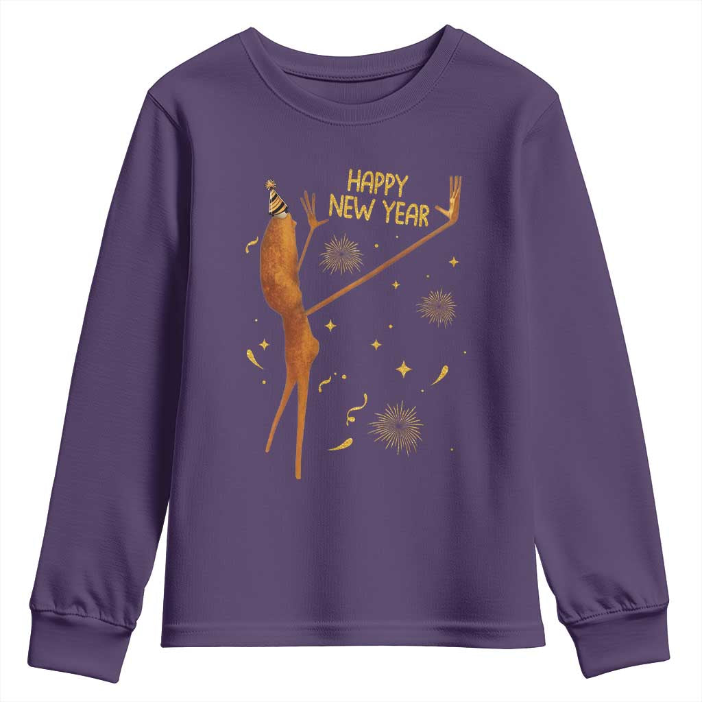 Funny Marcus The Worm New Year Youth Sweatshirt Happy New Year NYE Party Firework - Wonder Print Shop