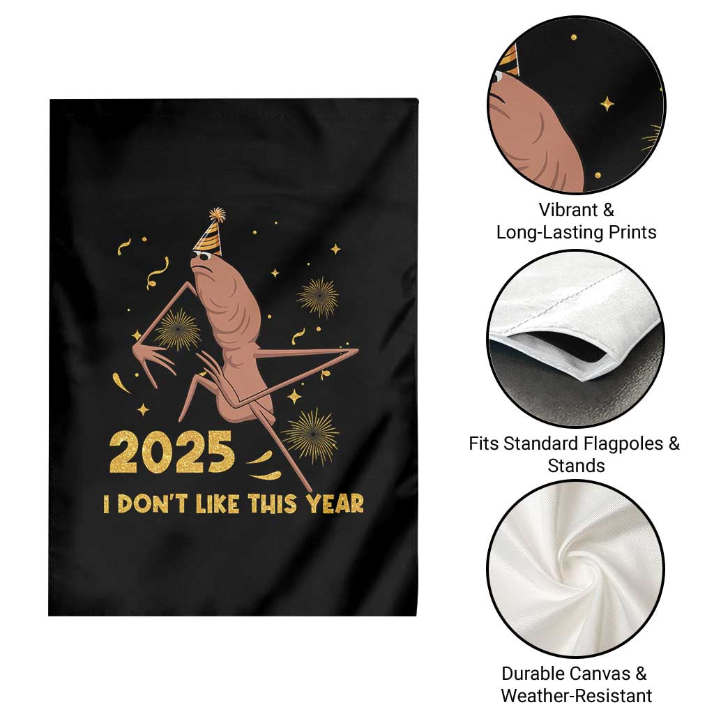 Funny Marcus The Worm New Year Garden Flag 2025 I Dont Like This Year Fireworks NYE Party - Wonder Print Shop
