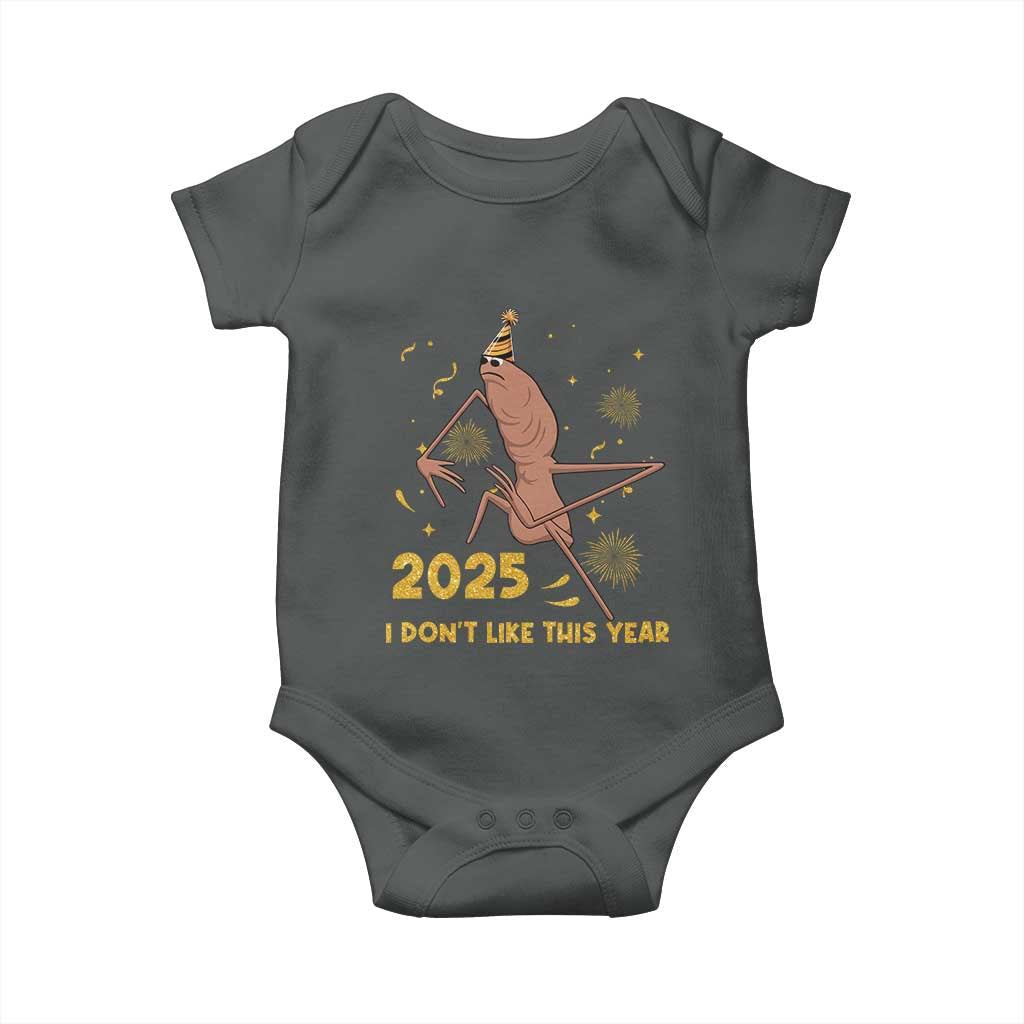 Funny Marcus The Worm New Year Baby Onesie 2025 I Dont Like This Year Fireworks NYE Party - Wonder Print Shop