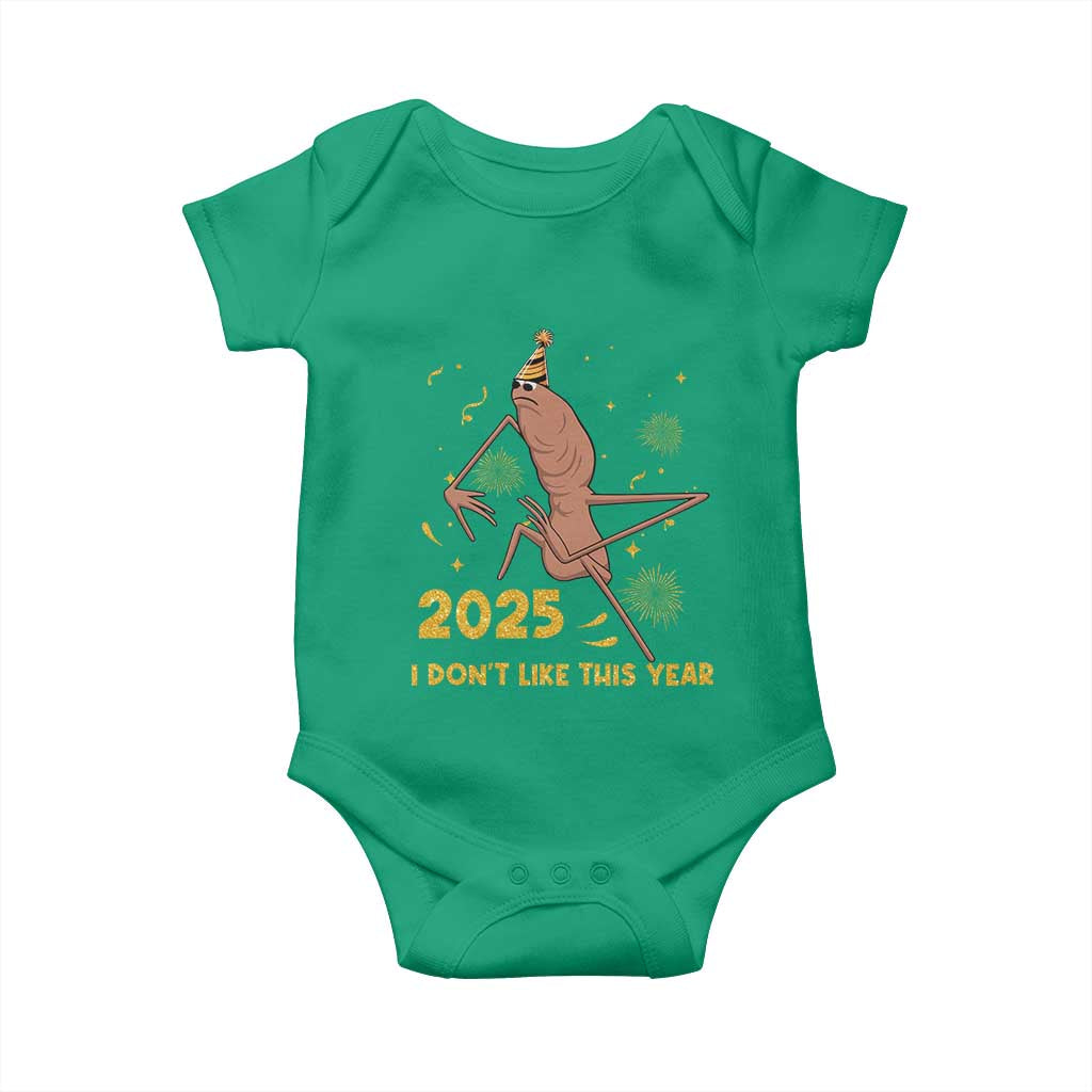 Funny Marcus The Worm New Year Baby Onesie 2025 I Dont Like This Year Fireworks NYE Party - Wonder Print Shop