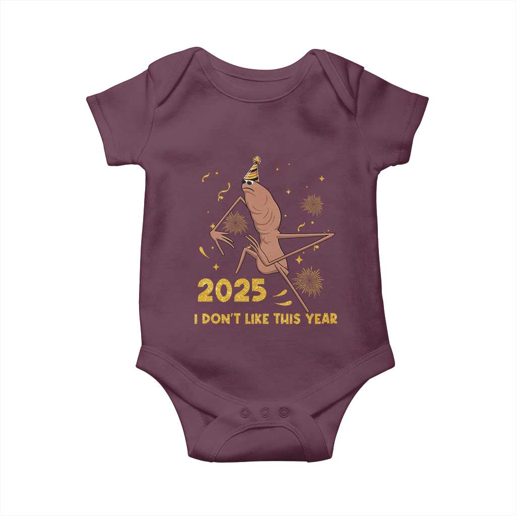 Funny Marcus The Worm New Year Baby Onesie 2025 I Dont Like This Year Fireworks NYE Party - Wonder Print Shop