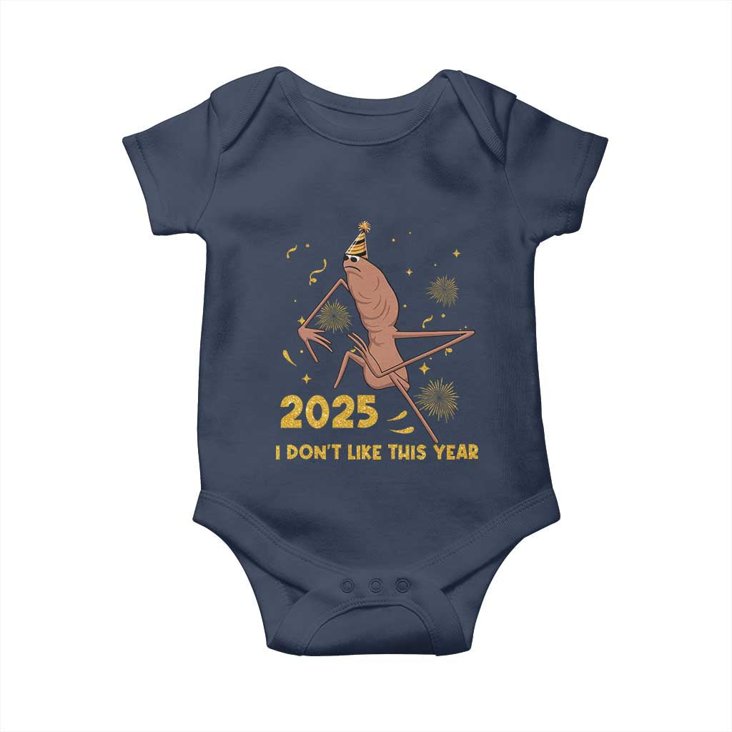 Funny Marcus The Worm New Year Baby Onesie 2025 I Dont Like This Year Fireworks NYE Party - Wonder Print Shop