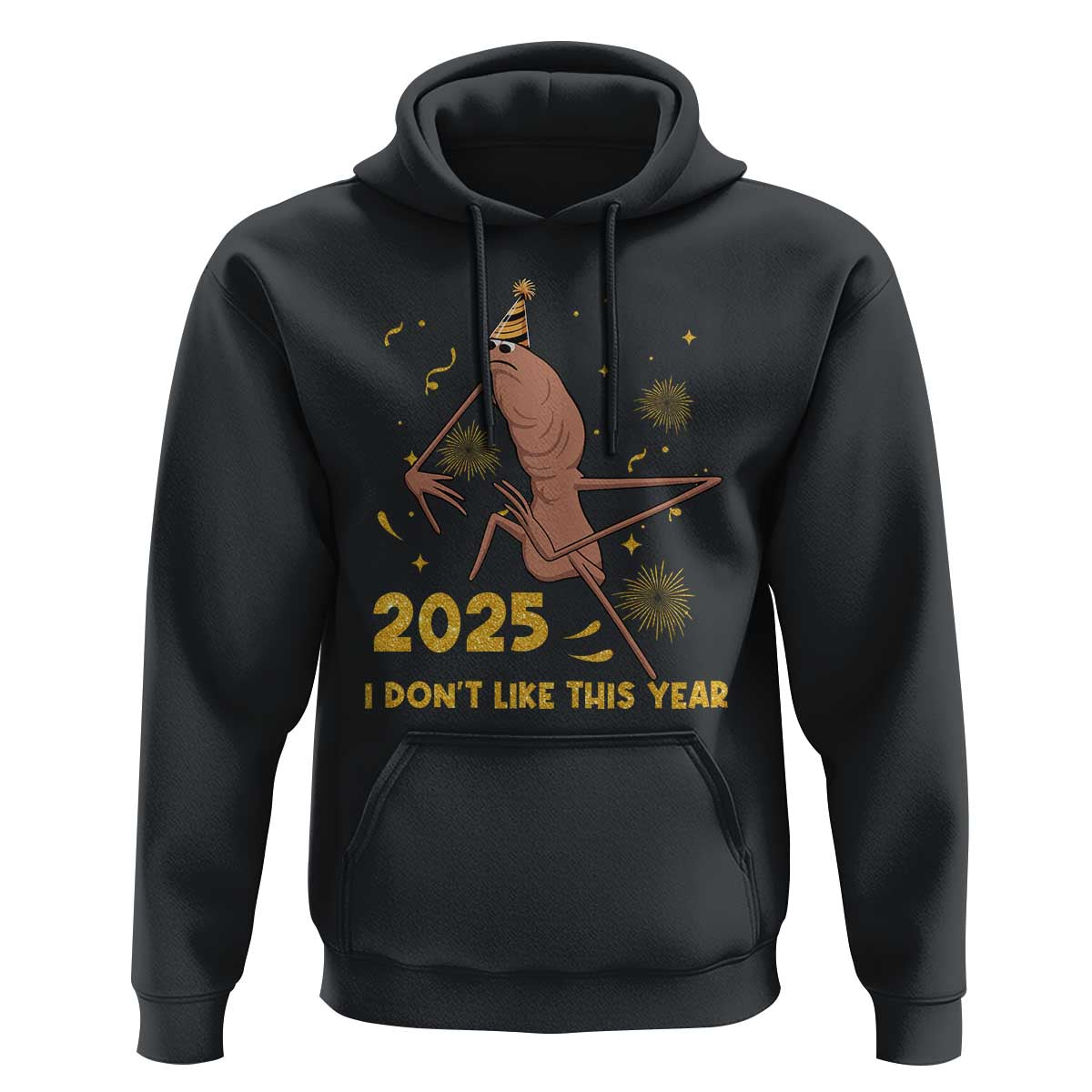 Funny Marcus The Worm New Year Hoodie 2025 I Dont Like This Year Fireworks NYE Party - Wonder Print Shop