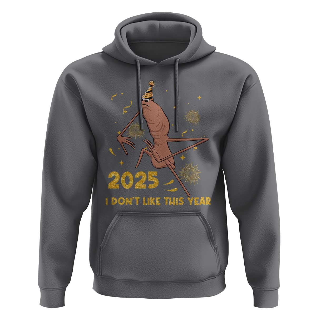 Funny Marcus The Worm New Year Hoodie 2025 I Dont Like This Year Fireworks NYE Party - Wonder Print Shop