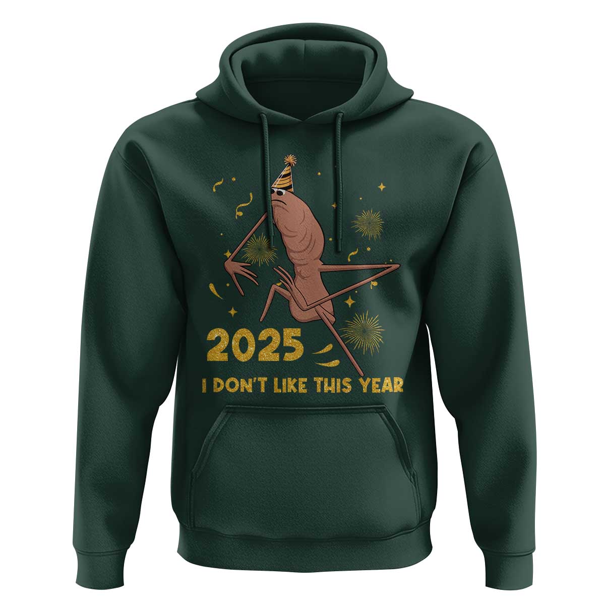 Funny Marcus The Worm New Year Hoodie 2025 I Dont Like This Year Fireworks NYE Party - Wonder Print Shop