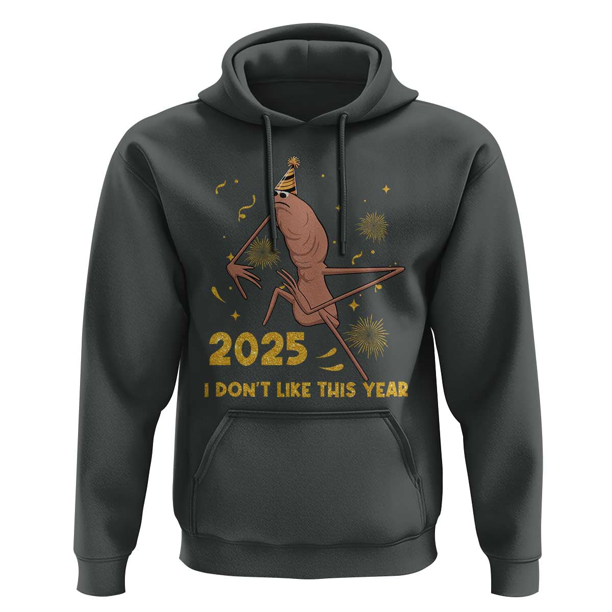 Funny Marcus The Worm New Year Hoodie 2025 I Dont Like This Year Fireworks NYE Party - Wonder Print Shop