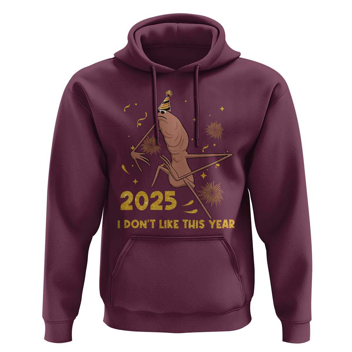 Funny Marcus The Worm New Year Hoodie 2025 I Dont Like This Year Fireworks NYE Party - Wonder Print Shop