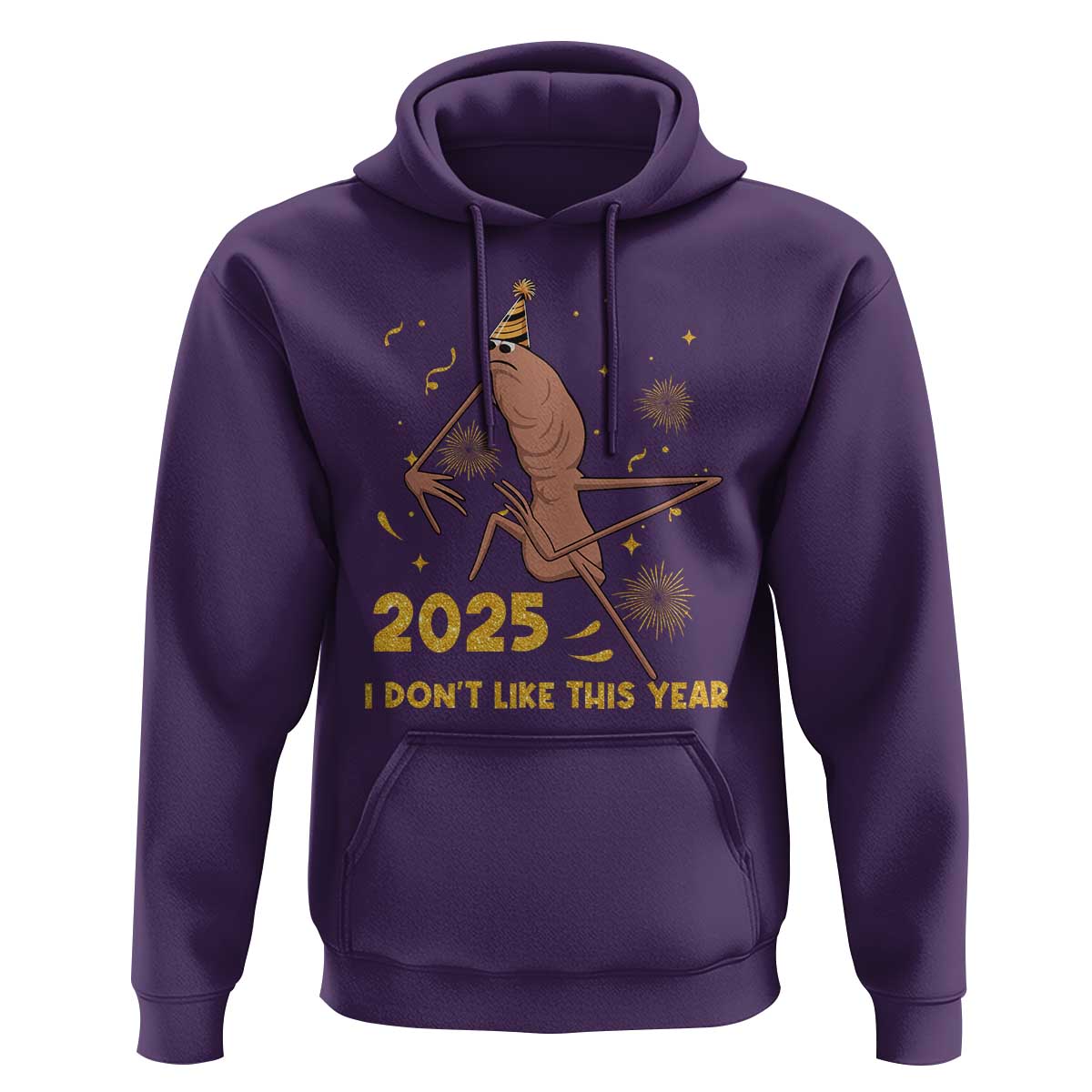 Funny Marcus The Worm New Year Hoodie 2025 I Dont Like This Year Fireworks NYE Party - Wonder Print Shop