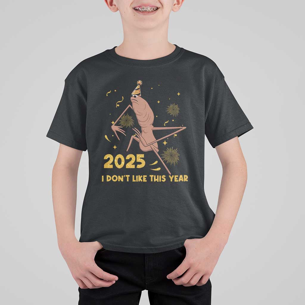 Funny Marcus The Worm New Year T Shirt For Kid 2025 I Dont Like This Year Fireworks NYE Party - Wonder Print Shop