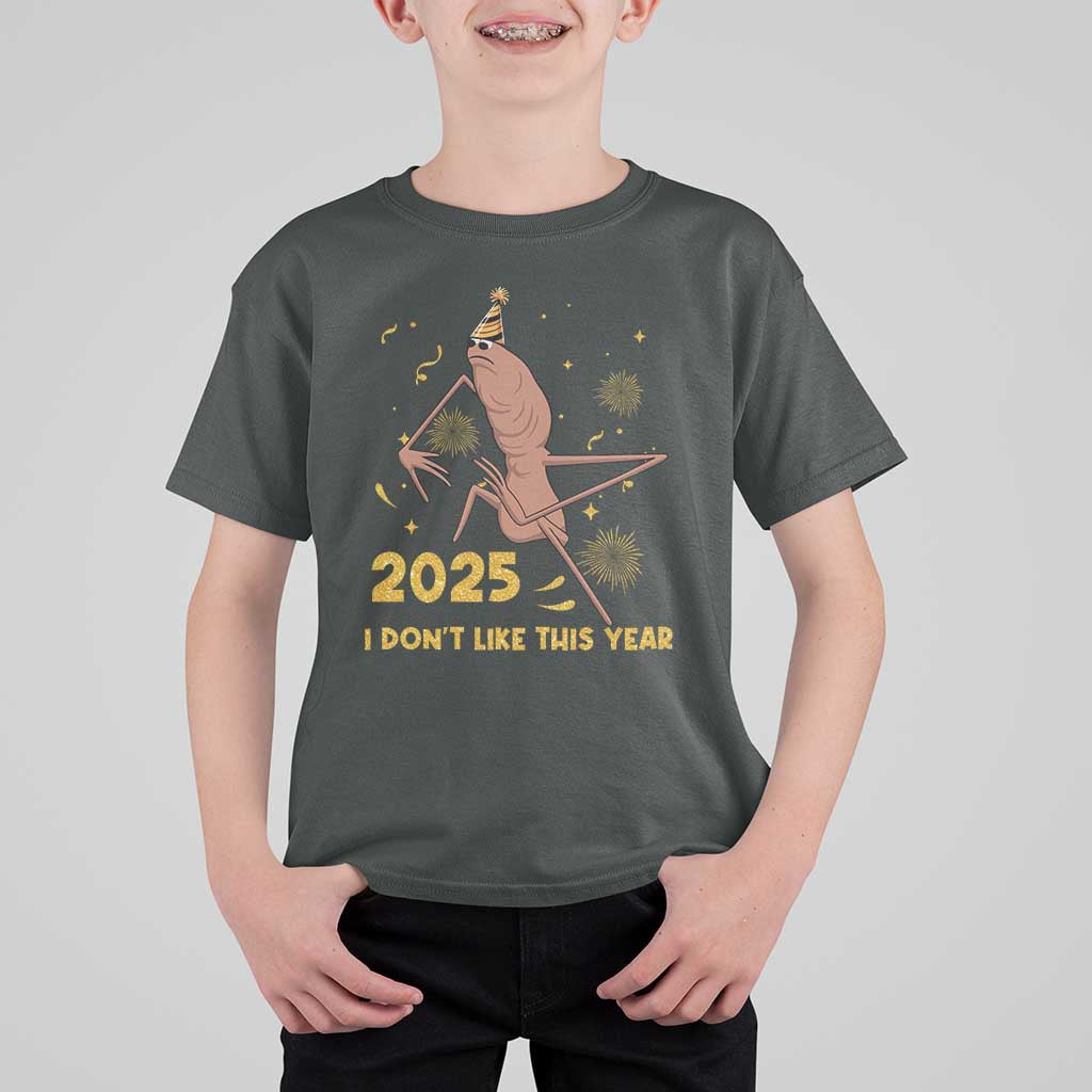Funny Marcus The Worm New Year T Shirt For Kid 2025 I Dont Like This Year Fireworks NYE Party - Wonder Print Shop