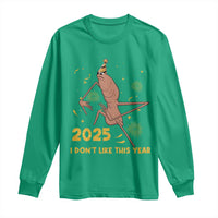 Funny Marcus The Worm New Year Long Sleeve Shirt 2025 I Dont Like This Year Fireworks NYE Party - Wonder Print Shop
