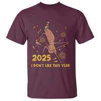 Funny Marcus The Worm New Year T Shirt 2025 I Dont Like This Year Fireworks NYE Party - Wonder Print Shop