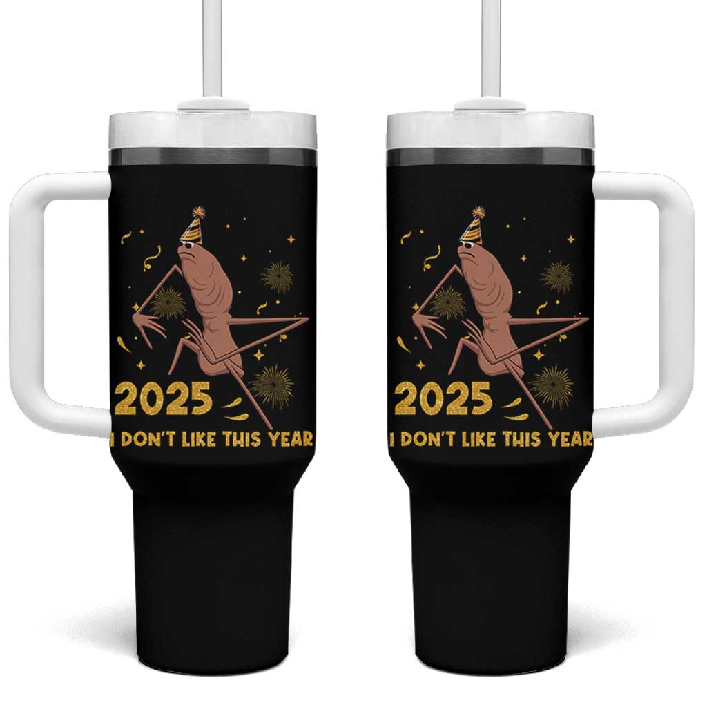 Funny Marcus The Worm New Year Tumbler With Handle 2025 I Dont Like This Year Fireworks NYE Party - Wonder Print Shop