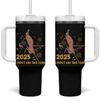 Funny Marcus The Worm New Year Tumbler With Handle 2025 I Dont Like This Year Fireworks NYE Party - Wonder Print Shop
