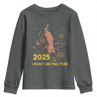 Funny Marcus The Worm New Year Youth Sweatshirt 2025 I Dont Like This Year Fireworks NYE Party - Wonder Print Shop
