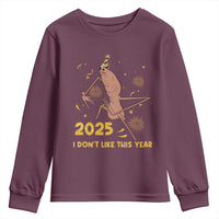 Funny Marcus The Worm New Year Youth Sweatshirt 2025 I Dont Like This Year Fireworks NYE Party - Wonder Print Shop