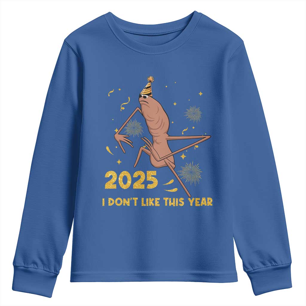 Funny Marcus The Worm New Year Youth Sweatshirt 2025 I Dont Like This Year Fireworks NYE Party - Wonder Print Shop