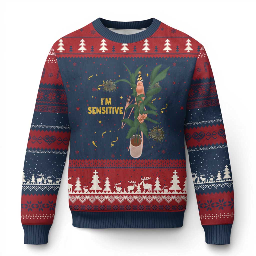 Funny Marcus The Worm New Year Ugly Christmas Sweater I Am Sensitive NYE Party Firework - Wonder Print Shop