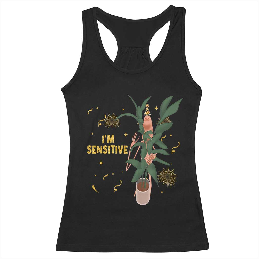 Funny Marcus The Worm New Year Racerback Tank Top I Am Sensitive NYE Party Firework - Wonder Print Shop