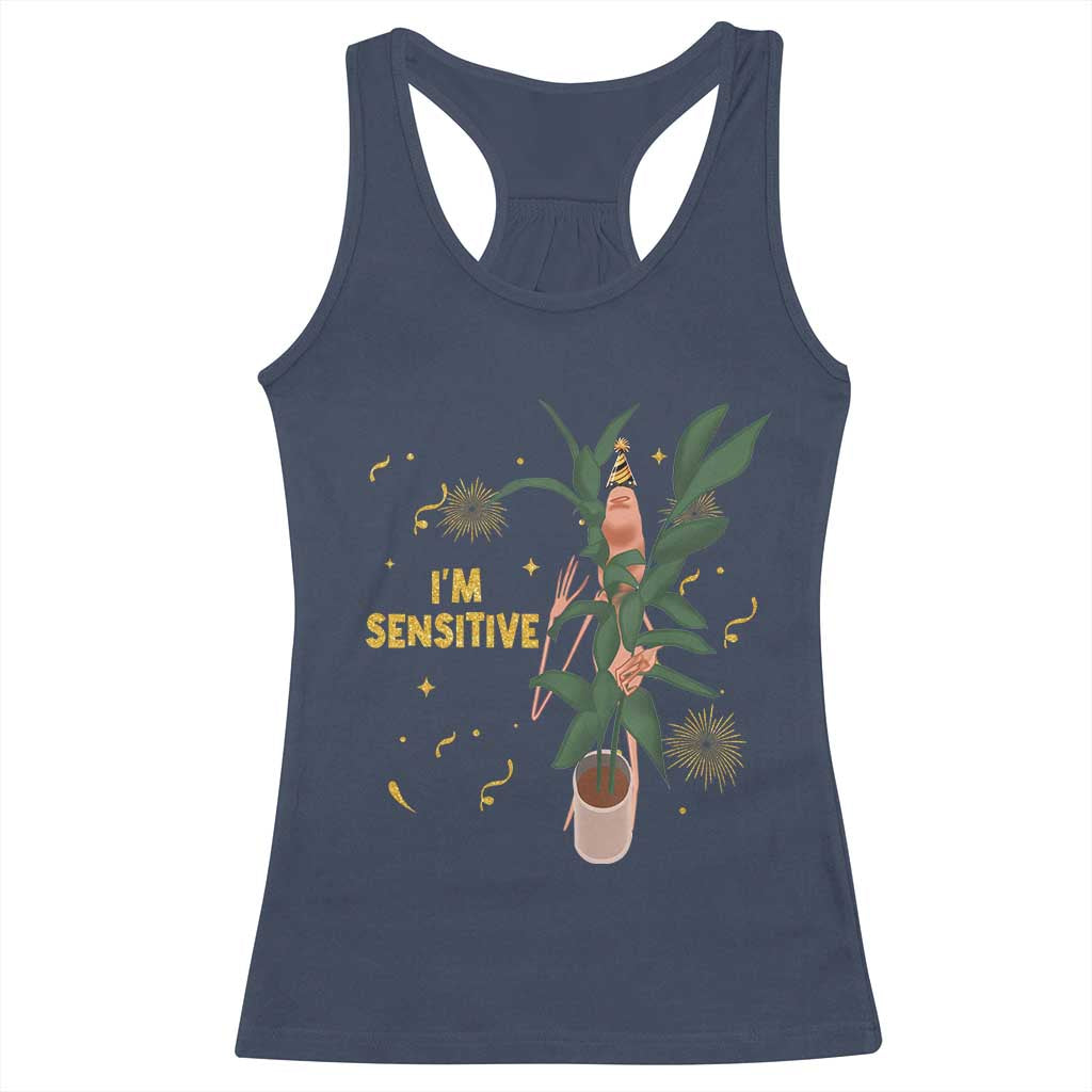 Funny Marcus The Worm New Year Racerback Tank Top I Am Sensitive NYE Party Firework - Wonder Print Shop