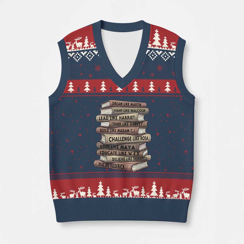 Black History Month African American Leaders Teacher Book Lover V-Neck Knit Sweater Vest
