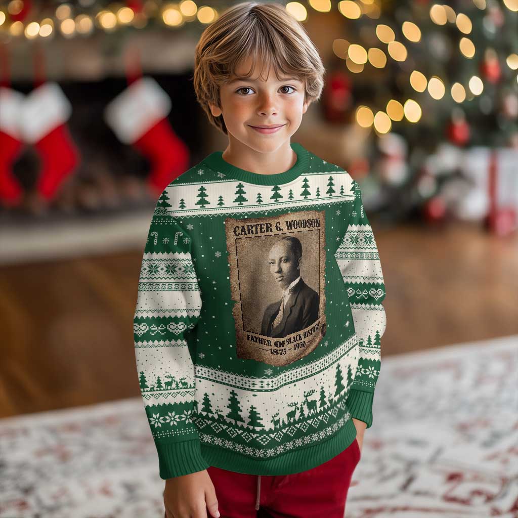 Carter G Woodson Ugly Christmas Sweater Father Of Black History Month Old Paper Graphic