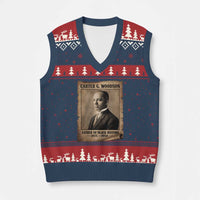 Carter G Woodson V-Neck Knit Sweater Vest Father Of Black History Month Old Paper Graphic