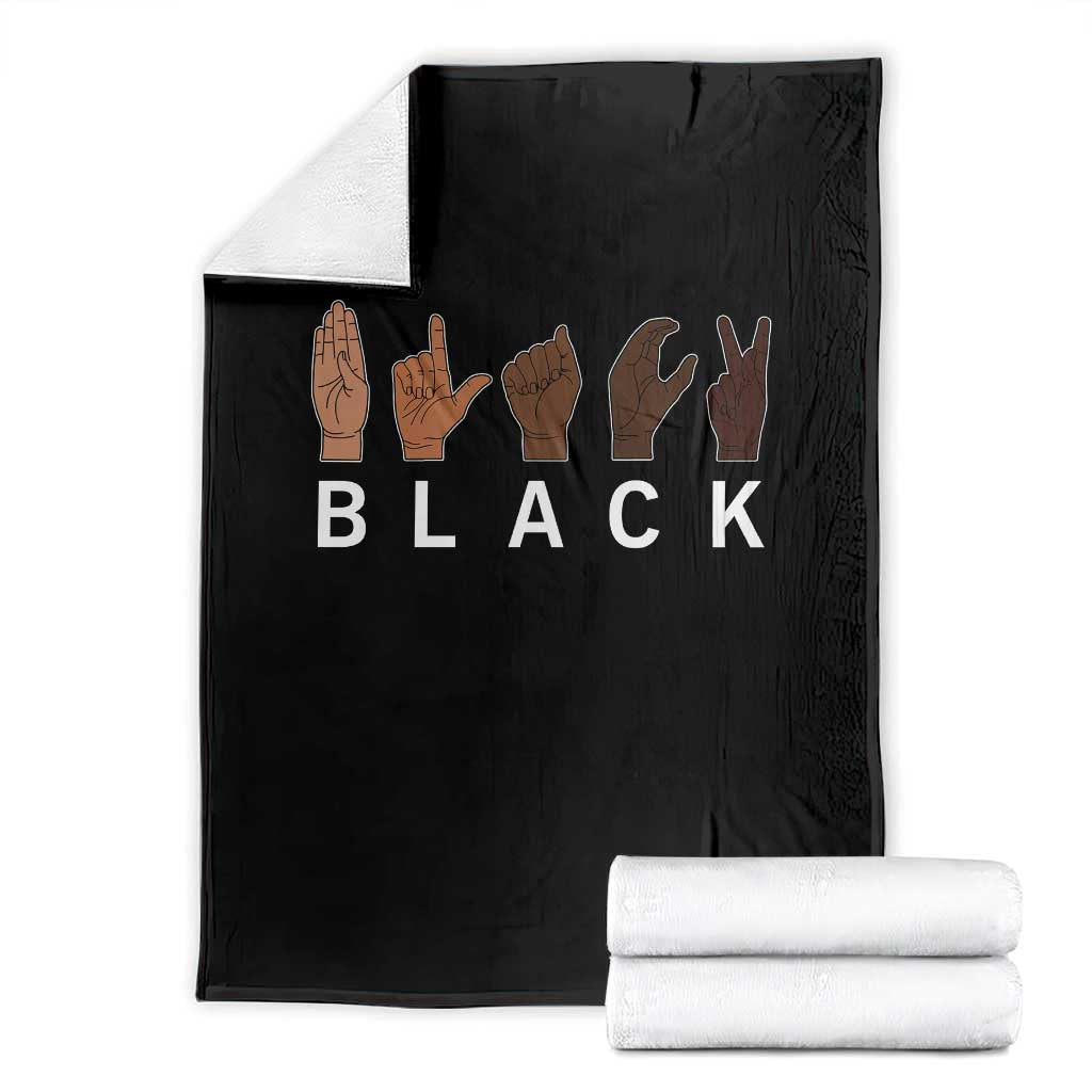 Black Asl Sign Language Hands Signs African American Month Throw Blanket