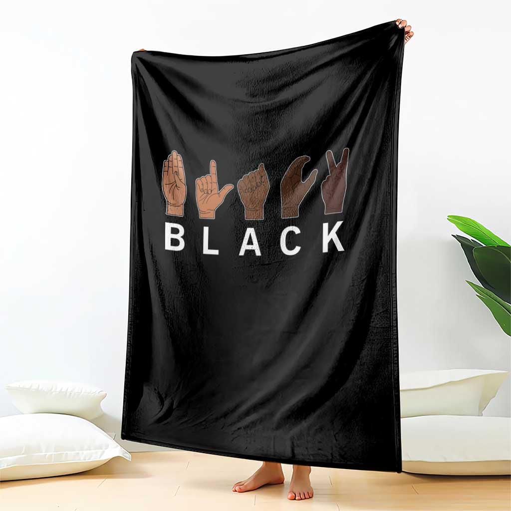 Black Asl Sign Language Hands Signs African American Month Throw Blanket