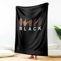 Black Asl Sign Language Hands Signs African American Month Throw Blanket