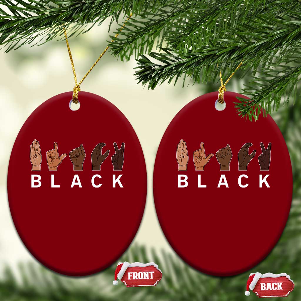 Black Asl Sign Language Hands Signs African American Month Ceramic Ornament