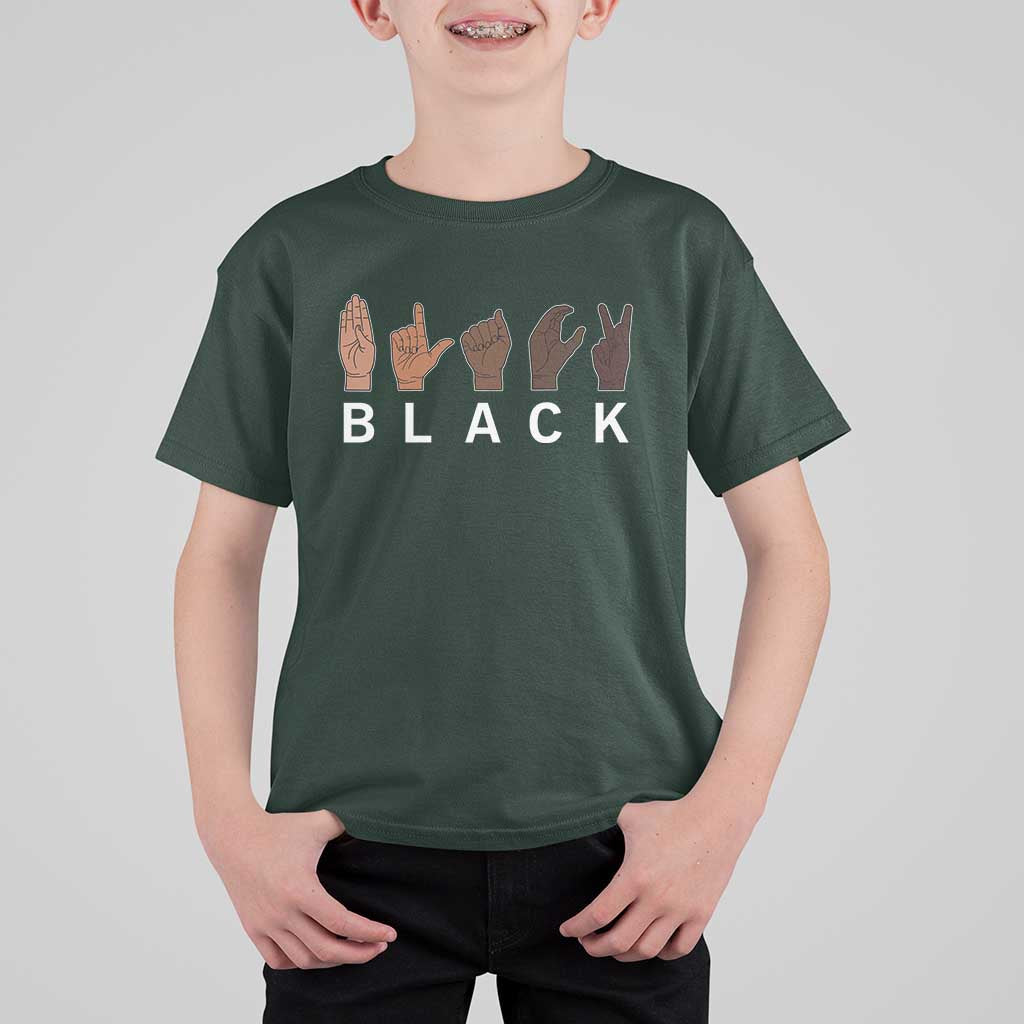 Black Asl Sign Language Hands Signs African American Month T Shirt For Kid