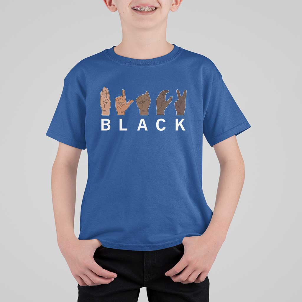 Black Asl Sign Language Hands Signs African American Month T Shirt For Kid