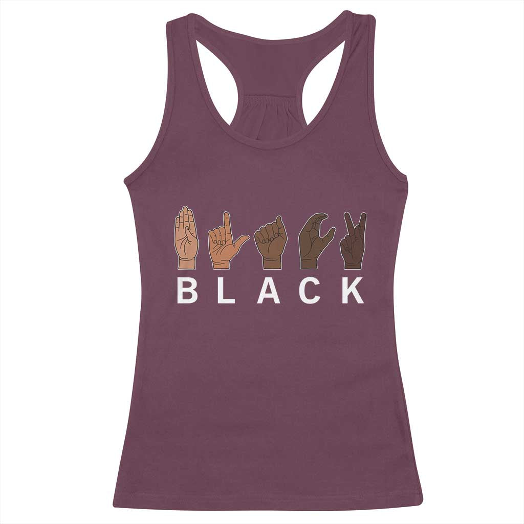 Black Asl Sign Language Hands Signs African American Month Racerback Tank Top