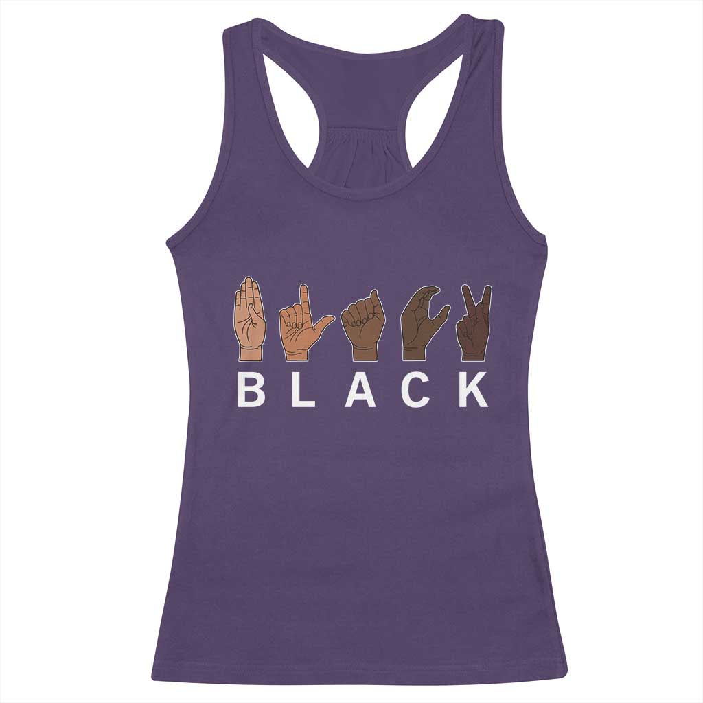 Black Asl Sign Language Hands Signs African American Month Racerback Tank Top