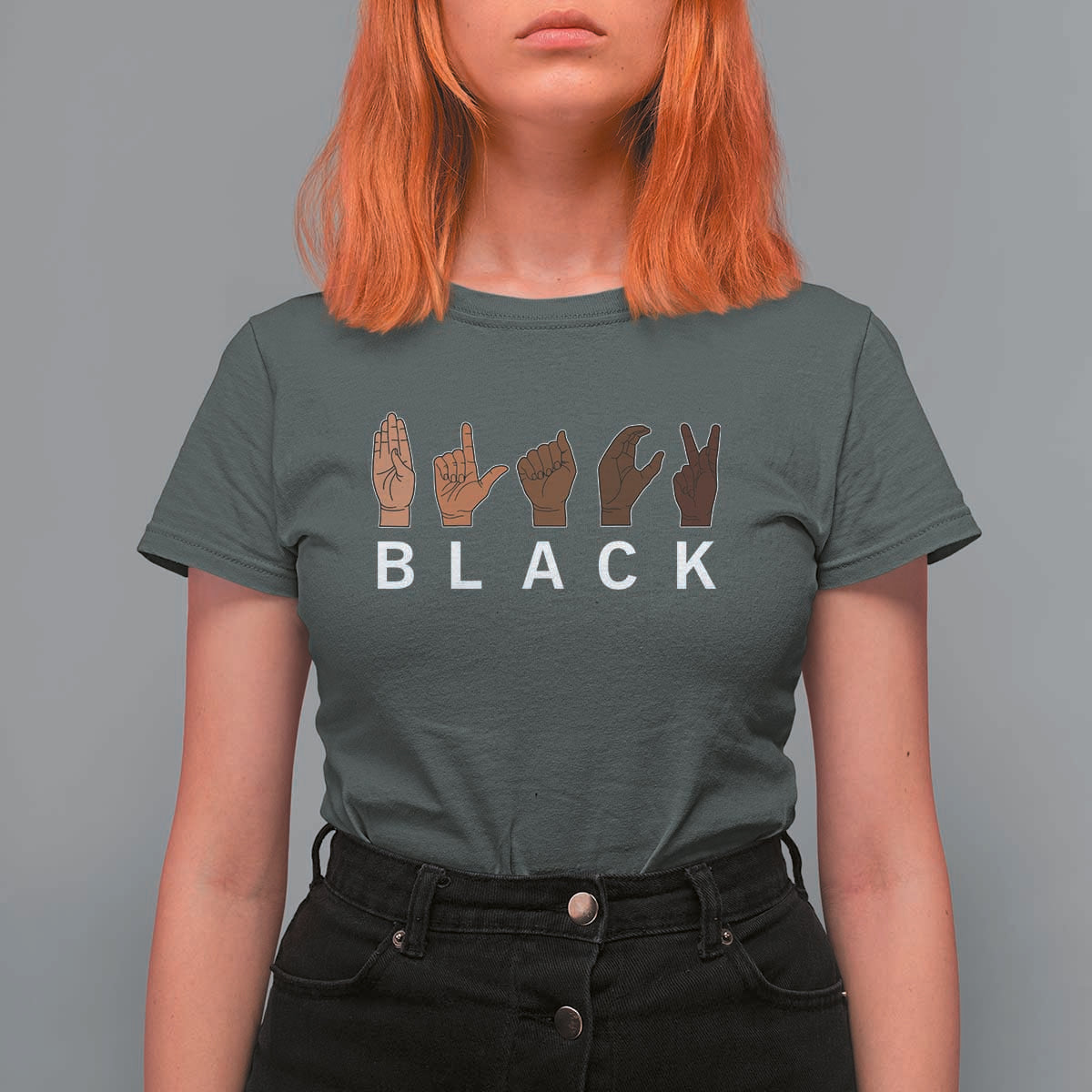 Black Asl Sign Language Hands Signs African American Month T Shirt For Women