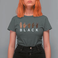 Black Asl Sign Language Hands Signs African American Month T Shirt For Women