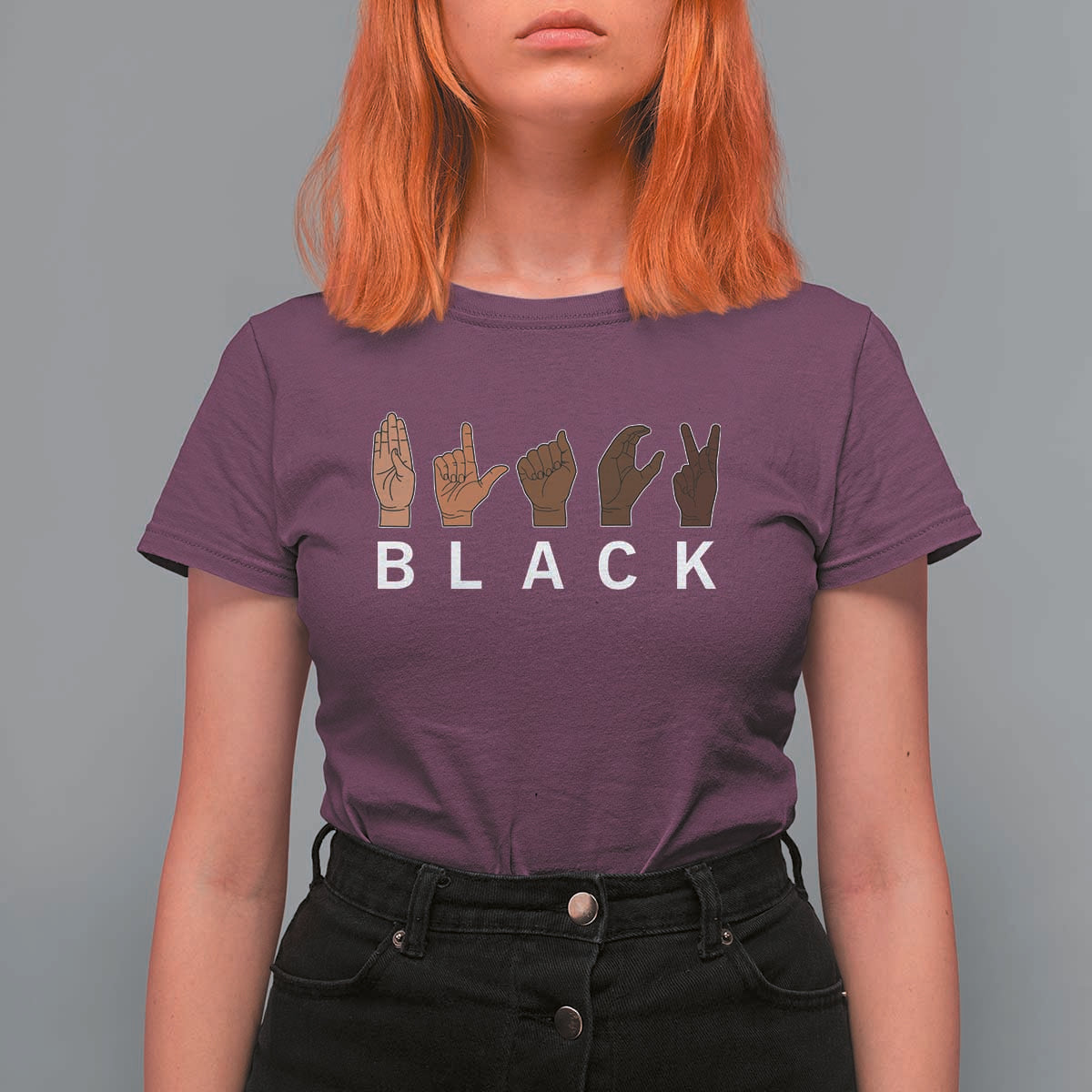 Black Asl Sign Language Hands Signs African American Month T Shirt For Women