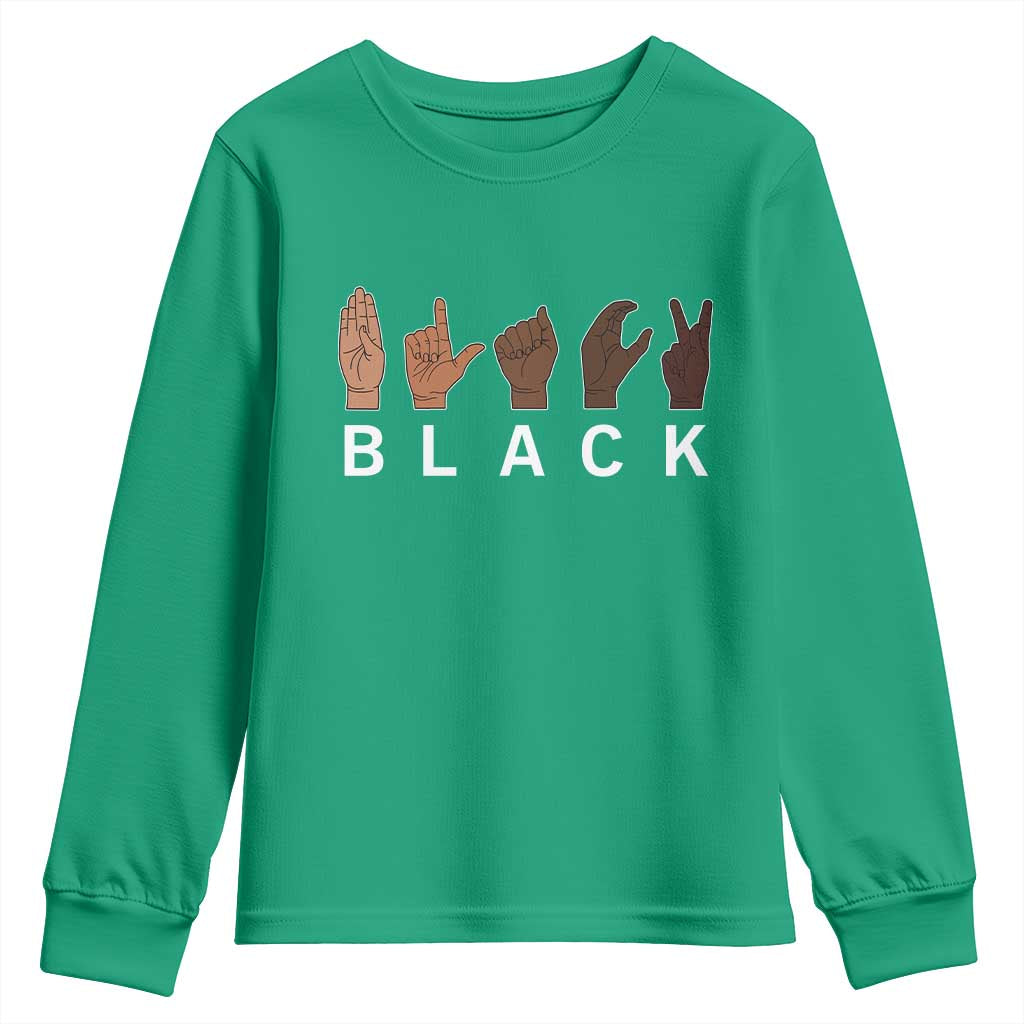 Black Asl Sign Language Hands Signs African American Month Youth Sweatshirt