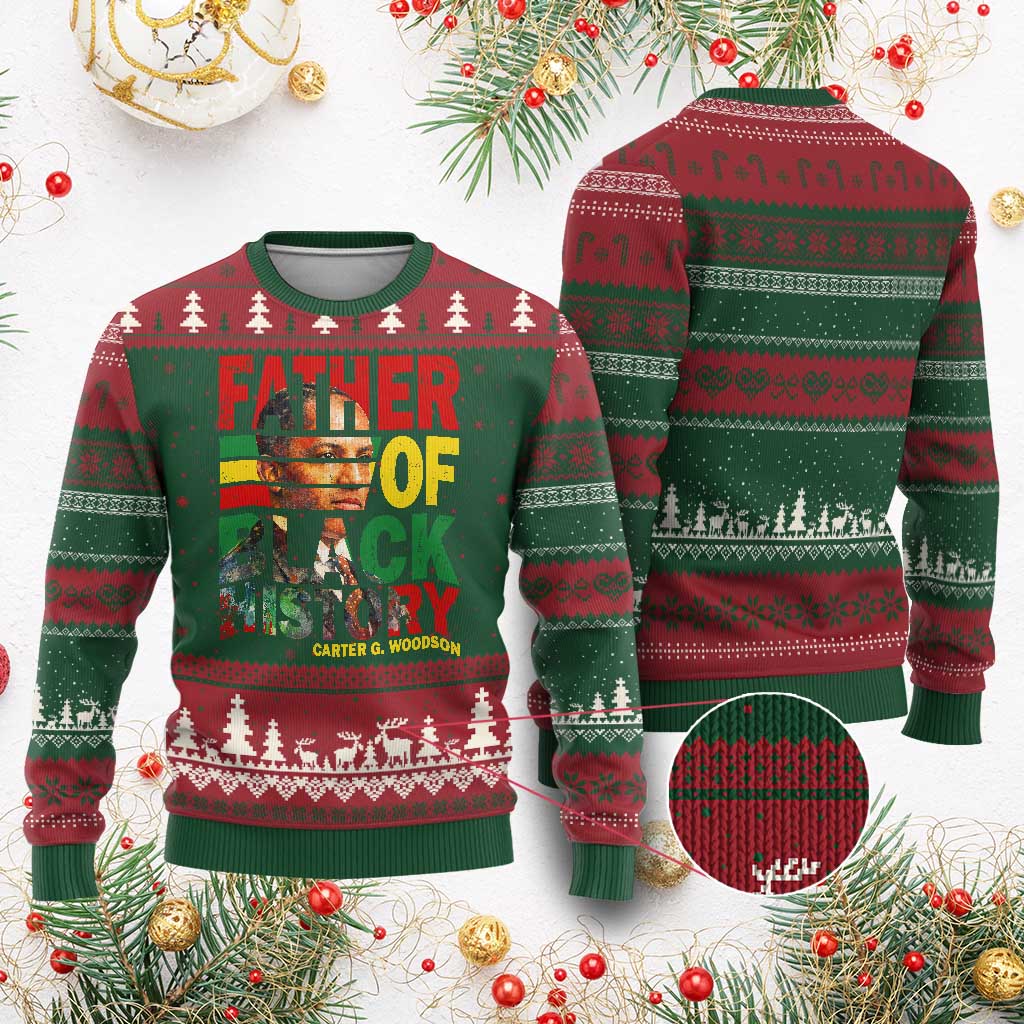 Carter G Woodson Ugly Christmas Sweater Father Of Black History Month