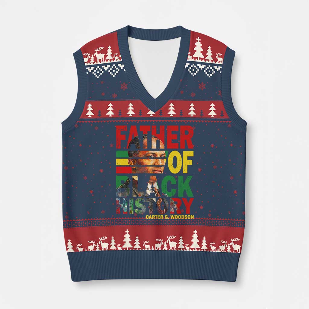 Carter G Woodson V-Neck Knit Sweater Vest Father Of Black History Month