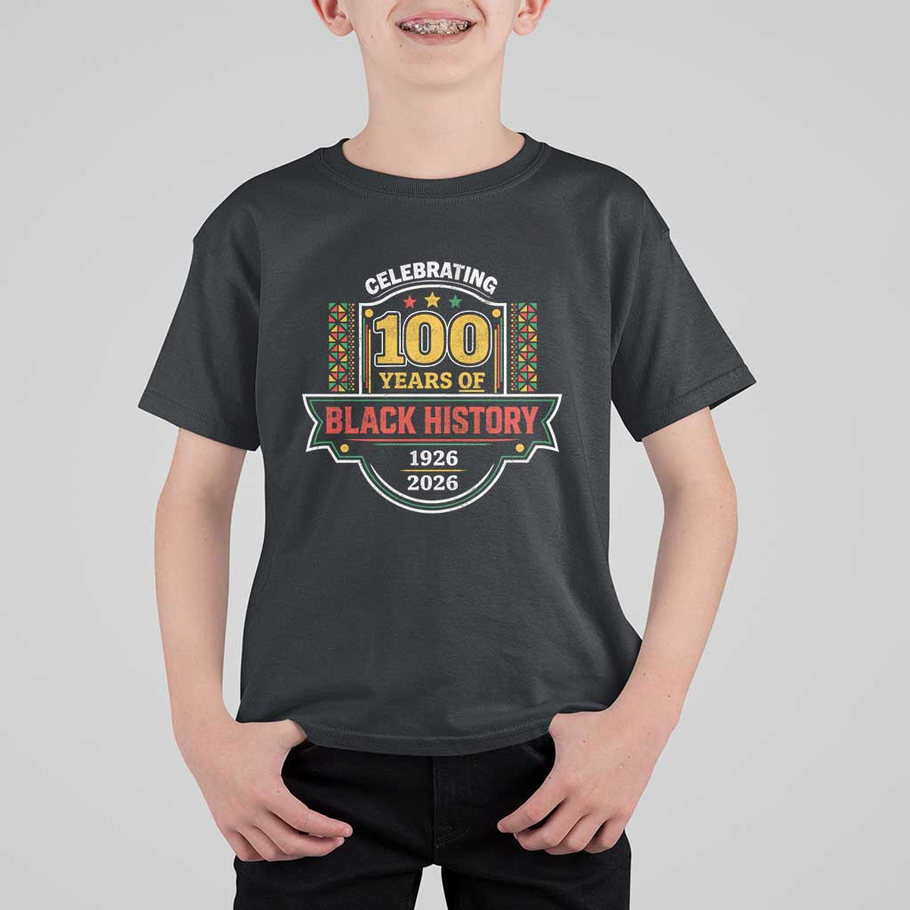 Celebrating 100 Years Of Black History T Shirt For Kid Beginning 1926 Centennial African American Month