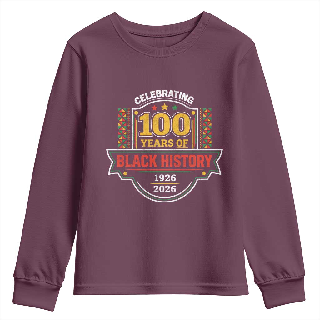 Celebrating 100 Years Of Black History Youth Sweatshirt Beginning 1926 Centennial African American Month